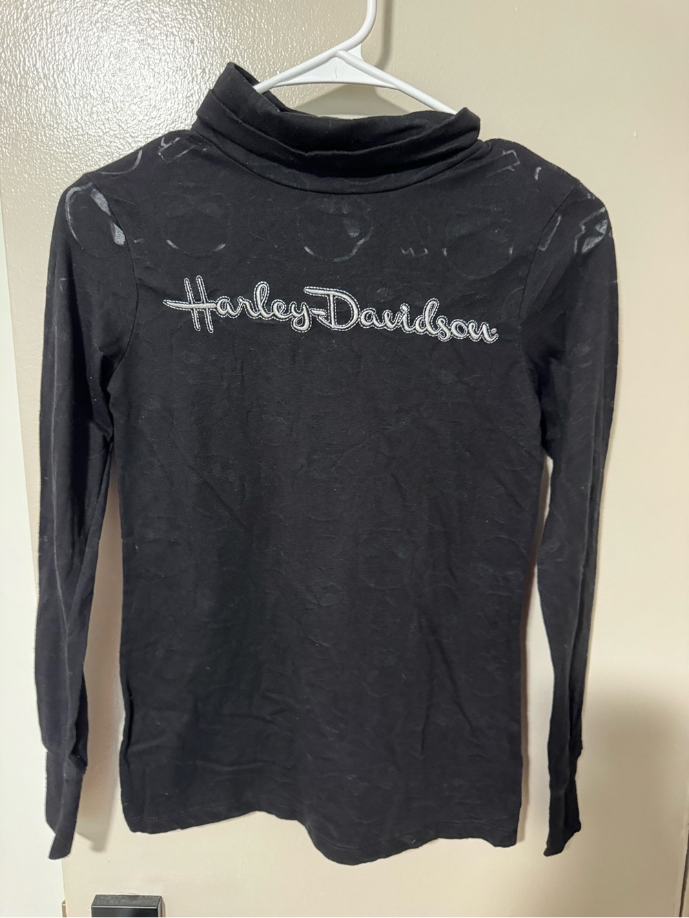 Harley-Davidson Black Long-Sleeve See Through Turtleneck with Script Logo- Small